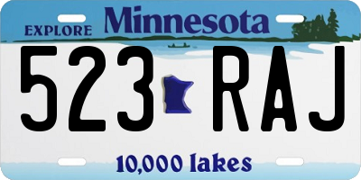 MN license plate 523RAJ