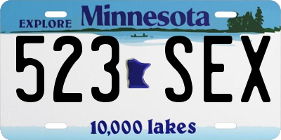 MN license plate 523SEX