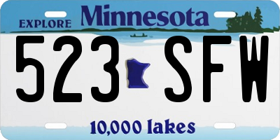 MN license plate 523SFW