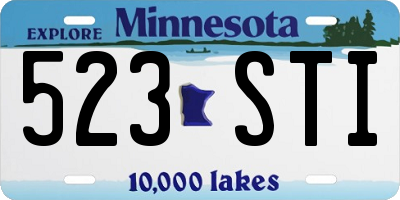 MN license plate 523STI