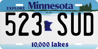 MN license plate 523SUD
