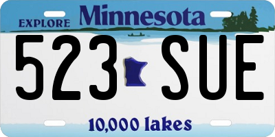MN license plate 523SUE