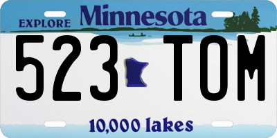 MN license plate 523TOM