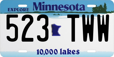MN license plate 523TWW