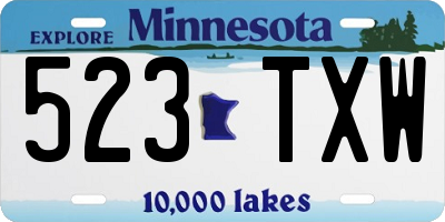 MN license plate 523TXW