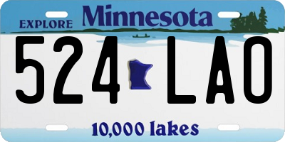 MN license plate 524LAO