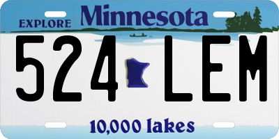 MN license plate 524LEM