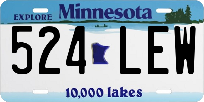 MN license plate 524LEW