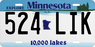 MN license plate 524LIK