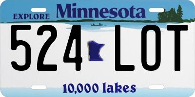 MN license plate 524LOT