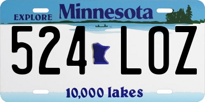 MN license plate 524LOZ