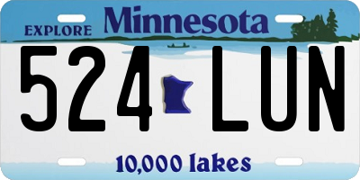MN license plate 524LUN
