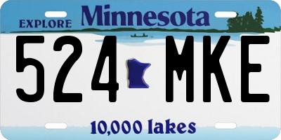 MN license plate 524MKE