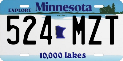 MN license plate 524MZT