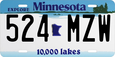 MN license plate 524MZW