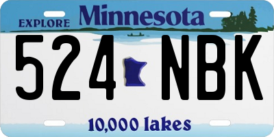 MN license plate 524NBK