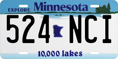 MN license plate 524NCI