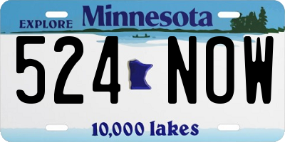 MN license plate 524NOW