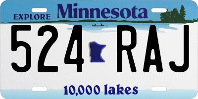 MN license plate 524RAJ