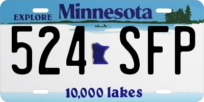 MN license plate 524SFP