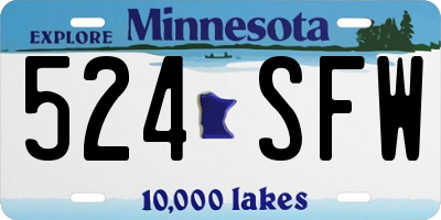 MN license plate 524SFW