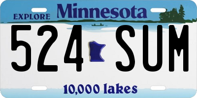 MN license plate 524SUM