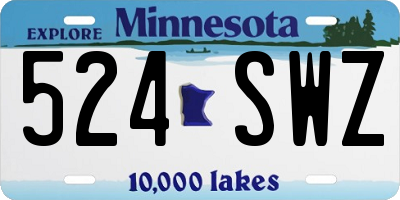 MN license plate 524SWZ