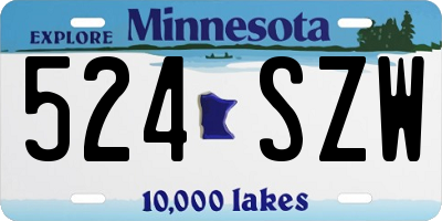 MN license plate 524SZW