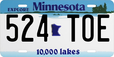 MN license plate 524TOE