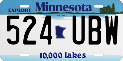 MN license plate 524UBW