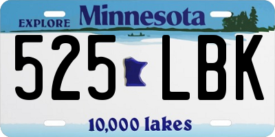 MN license plate 525LBK