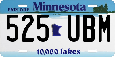 MN license plate 525UBM