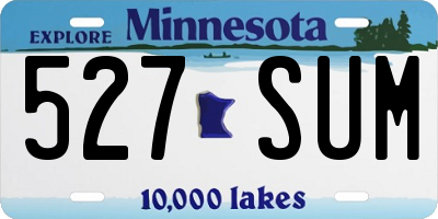 MN license plate 527SUM