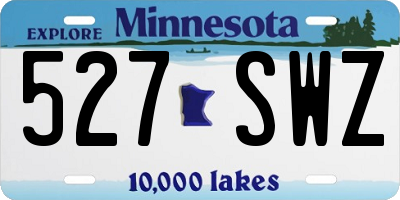MN license plate 527SWZ