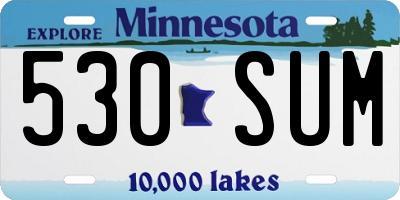 MN license plate 530SUM
