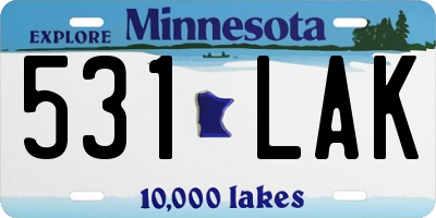 MN license plate 531LAK