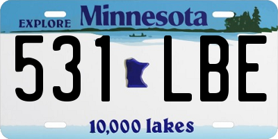 MN license plate 531LBE