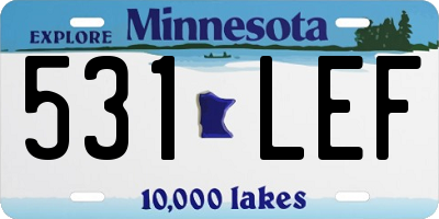 MN license plate 531LEF
