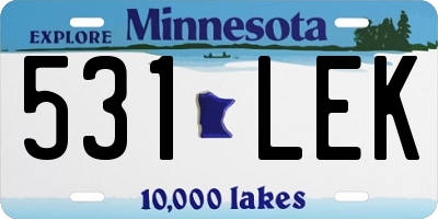 MN license plate 531LEK