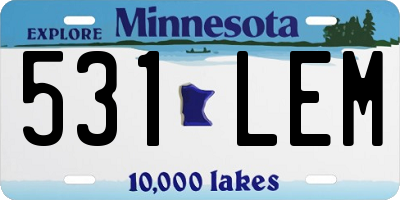 MN license plate 531LEM