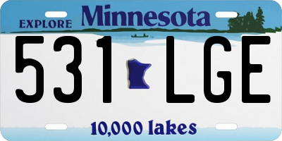 MN license plate 531LGE