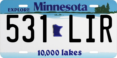 MN license plate 531LIR