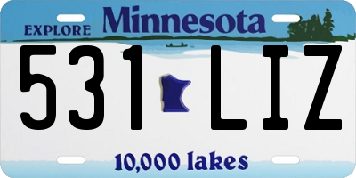 MN license plate 531LIZ