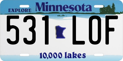 MN license plate 531LOF