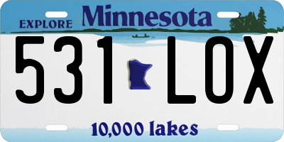 MN license plate 531LOX
