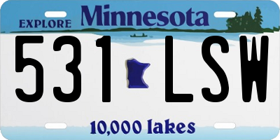 MN license plate 531LSW