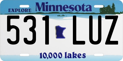 MN license plate 531LUZ
