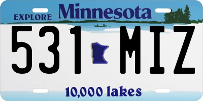 MN license plate 531MIZ