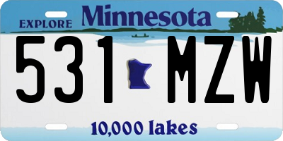 MN license plate 531MZW