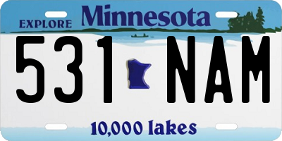 MN license plate 531NAM